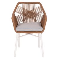 ΠΟΛΥΘΡΟΝΑ TOPIN HM6048.11 ΑΛΟΥΜΙΝΙΟ ΛΕΥΚΟ-P.E. RATTAN ΜΠΕΖ 59x63x81Υεκ