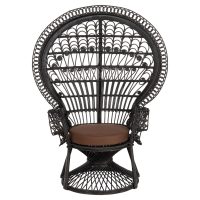 ΠΟΛΥΘΡΟΝΑ ROYAL PEACOCK HM9342.03 RATTAN ΜΑΥΡΟ-ΜΑΞΙΛΑΡΙ ΜΑΥΡΟ 114x72x150Yεκ.
