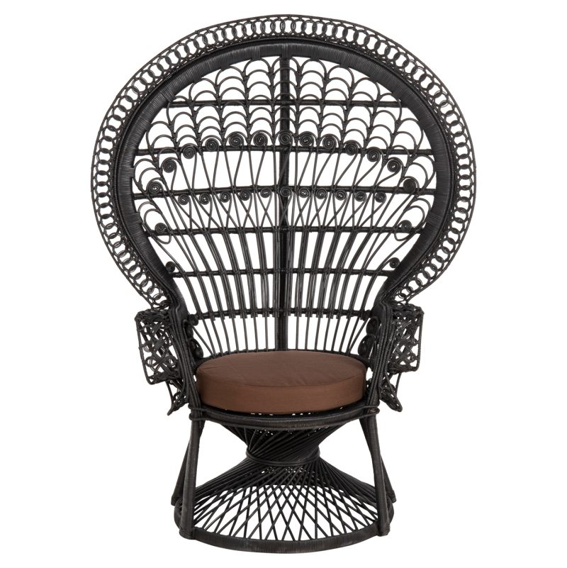 ΠΟΛΥΘΡΟΝΑ ROYAL PEACOCK HM9342.03 RATTAN ΜΑΥΡΟ-ΜΑΞΙΛΑΡΙ ΜΑΥΡΟ 114x72x150Yεκ.