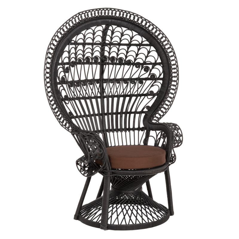 ΠΟΛΥΘΡΟΝΑ ROYAL PEACOCK HM9342.03 RATTAN ΜΑΥΡΟ-ΜΑΞΙΛΑΡΙ ΜΑΥΡΟ 114x72x150Yεκ.