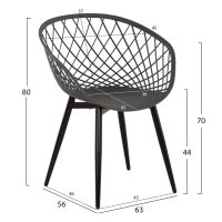 ΠΟΛΥΘΡΟΝΑ ΠΟΛΥΠΡΟΠΥΛΕΝΙΟΥ ΓΚΡΙ-ΜΑΥΡΑ ΜΕΤΑΛ. ΠΟΔΙΑ ARIADNE HM8001.30 63x56x80Yεκ. 4τμχ