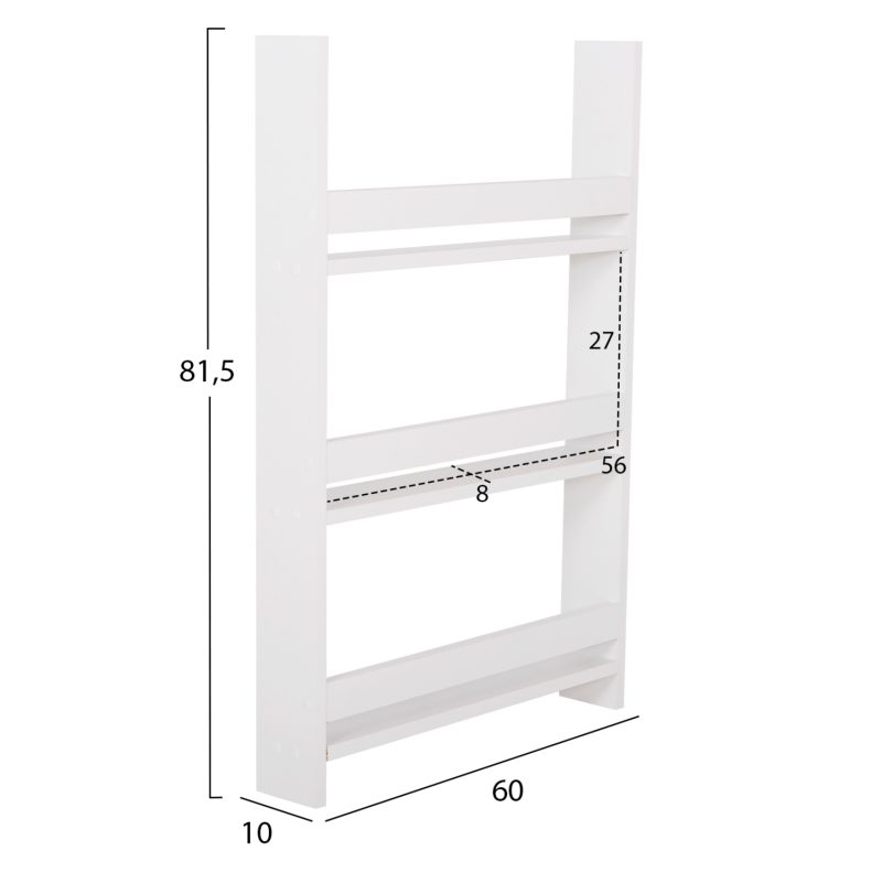 ΡΑΦΙΕΡΑ ΤΟΙΧΟΥ SANI HM18223.01 ΜΕΛΑΜΙΝΗ ΣΕ ΛΕΥΚΟ 60x10x90Υεκ. (3 ΡΑΦΙΑ)