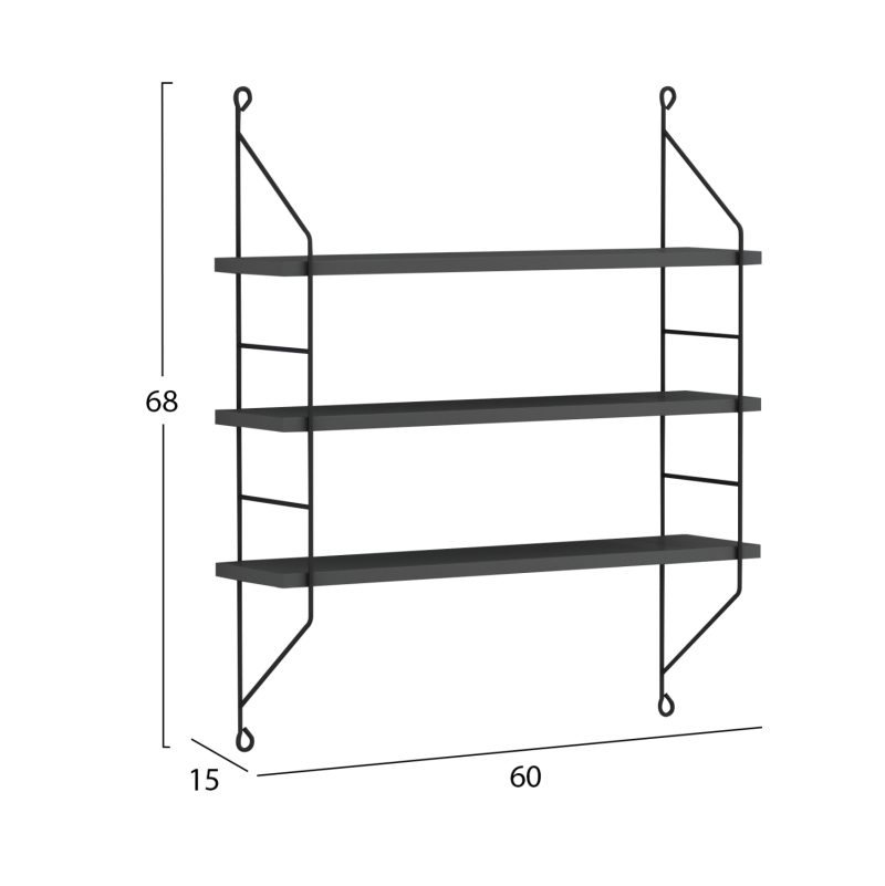 rafiera-toichoy-melaminis-fb9918520-gkri-1 ΡΑΦΙΕΡΑ ΤΟΙΧΟΥ ACHALA ΜΕΛΑΜΙΝΗΣ HM9185.20 ΓΚΡΙ 60x15x68Y εκ.