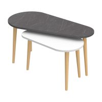 ΣΕΤ 2ΤΜΧ ΤΡΑΠΕΖΙΑ ΣΑΛΟΝΙΟΥ APRILIA HM18179.01 ΜΕΛΑΜΙΝΗ ΑΝΘΡΑΚΙ-ΛΕΥΚΟ 95x47x47Υεκ