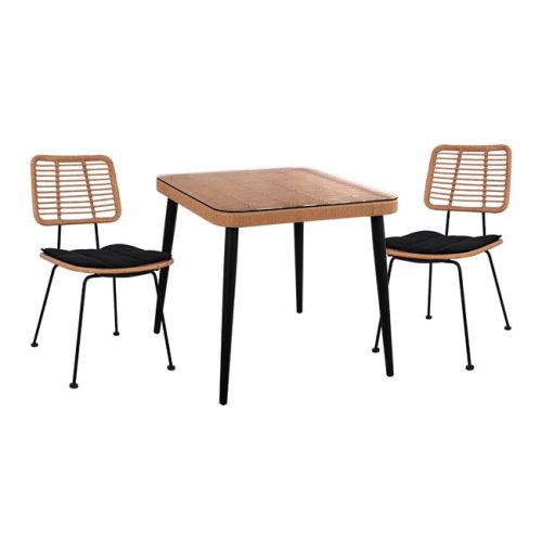 set-3tmch-allegra-wicker-me-trapezi-80x8-4 ΣΕΤ 3ΤΜΧ ALLEGRA WICKER ΜΕ ΤΡΑΠΕΖΙ 80X80Χ78Υ ΜΠΕΖ & ΜΑΥΡΟ ΧΡΩΜΑ HM10485
