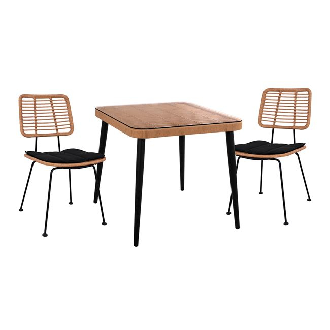 set-3tmch-allegra-wicker-me-trapezi-80x8-4 ΣΕΤ 3ΤΜΧ ALLEGRA WICKER ΜΕ ΤΡΑΠΕΖΙ 80X80Χ78Υ ΜΠΕΖ & ΜΑΥΡΟ ΧΡΩΜΑ HM10485