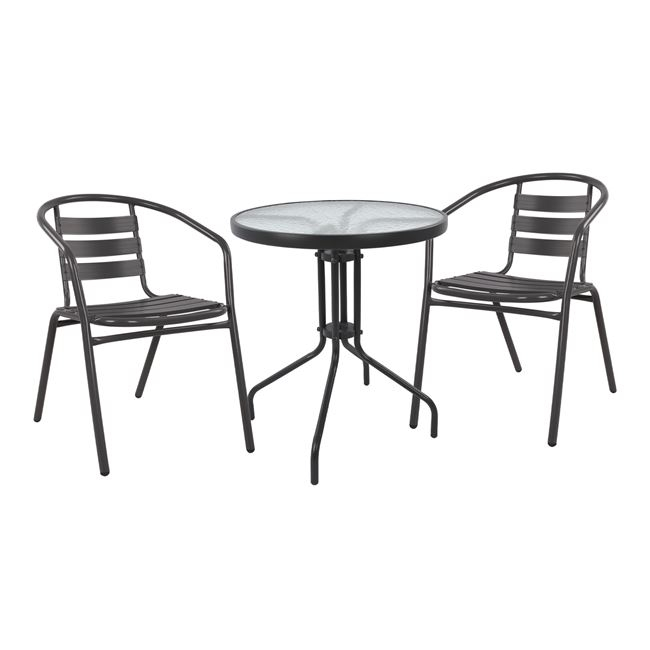 set-3tmch-me-trapezi-lima-f60ch70y-polyt ΣΕΤ 3ΤΜΧ ΜΕ ΤΡΑΠΕΖΙ LIMA Φ60Χ70Υ & ΠΟΛΥΘΡΟΝΕΣ LAURA ΓΚΡΙ ΧΡΩΜΑ HM10467