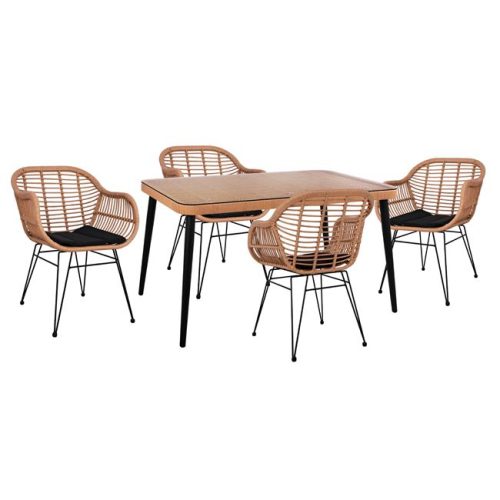 set-5tmch-allegra-wicker-me-trapezi-140x-3 ΣΕΤ 5ΤΜΧ ALLEGRA WICKER ΜΕ ΤΡΑΠΕΖΙ 140X80Χ78Υ ΜΠΕΖ & ΜΑΥΡΟ ΧΡΩΜΑ HM10490