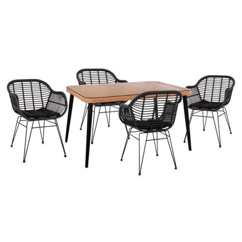 set-5tmch-allegra-wicker-me-trapezi-140x-4 ΣΕΤ 5ΤΜΧ ALLEGRA WICKER ΜΕ ΤΡΑΠΕΖΙ 140X80Χ78Υ ΜΠΕΖ & ΜΑΥΡΟ ΧΡΩΜΑ HM10508