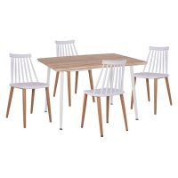 set-5tmch-trapezi-sonama-karekles-vaness ΣΕΤ 5ΤΜΧ ΤΡΑΠΕΖΙ SONAMA & ΚΑΡΕΚΛΕΣ VANESSA ΛΕΥΚΟ ΧΡΩΜΑ ΜΕΤΑΛΛΙΚΑ ΠΟΔΙΑ HM11024.01 120x70x76.5 cm