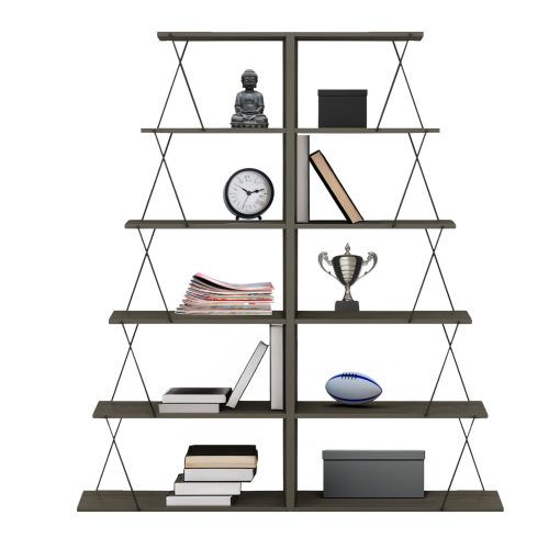 set-bibliothikes-2tmch-fb91177213-melami ΣΕΤ ΒΙΒΛΙΟΘΗΚΕΣ 2ΤΜΧ MINI TARS HM11772.13 ΜΕΛΑΜΙΝΗ OLIVE GREY-ΜΑΥΡΕΣ ΒΕΡΓΕΣ 65x24x146Υεκ.(x2)