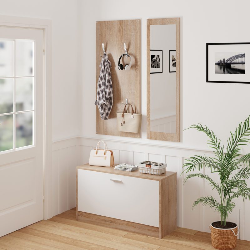 set-eisodoy-me-kathrepti-fb9247604-melam-2 ΣΕΤ ΕΙΣΟΔΟΥ ΜΕ ΚΑΘΡΕΠΤΗ VERN HM2476.04 ΜΕΛΑΜΙΝΗ ΣΕ ΣΟΝΑΜΑ-ΛΕΥΚΟ 80x27x175Υεκ