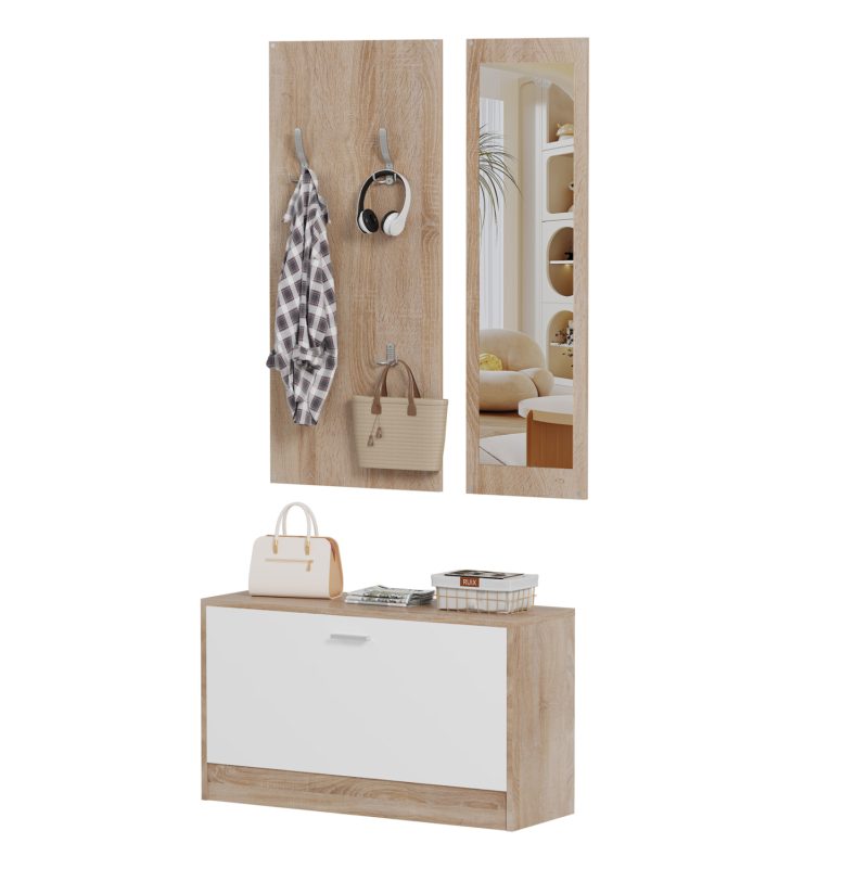 set-eisodoy-me-kathrepti-fb9247604-melam ΣΕΤ ΕΙΣΟΔΟΥ ΜΕ ΚΑΘΡΕΠΤΗ VERN HM2476.04 ΜΕΛΑΜΙΝΗ ΣΕ ΣΟΝΑΜΑ-ΛΕΥΚΟ 80x27x175Υεκ