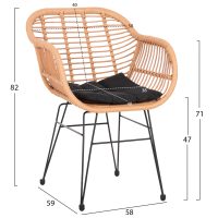 ΣΕΤ ΕΞΩΤ.ΧΩΡΟΥ 5ΤΜΧ ALLEGRA HM21027 ΣΕ ΜΠΕΖ & ΜΑΥΡΟ ΧΡΩΜΑ WICKER-ΜΕΤΑΛΛΟ