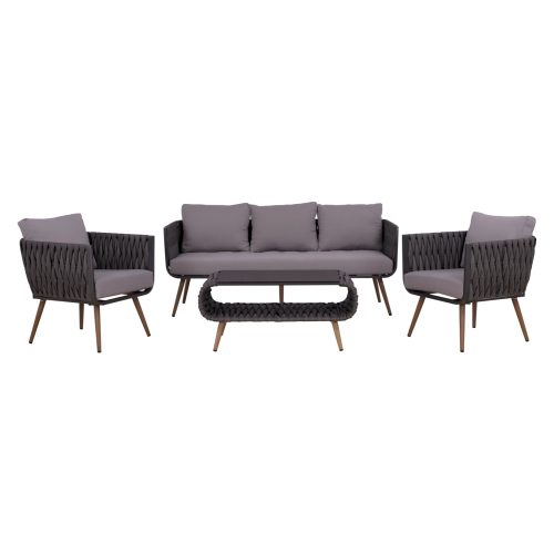 set-saloni-4tmch-aloyminioy-me-wicker-gk ΣΕΤ ΣΑΛΟΝΙ 4ΤΜΧ VARNAMO HM5282.11 ΑΛΟΥΜΙΝΙΟ ΟΨΗ ΞΥΛΟΥ-ΣΧΟΙΝΙ STRAP ΓΚΡΙ-ΓΥΑΛΙ