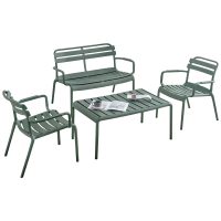 ΣΕΤ ΣΑΛΟΝΙ ΕΞΩΤΕΡΙΚΟΥ ΧΩΡΟΥ 4ΤΜΧ KORVER HM21096.05 ΠΟΛΥΠΡΟΠΥΛΕΝΙΟ DARK OLIVE GREEN