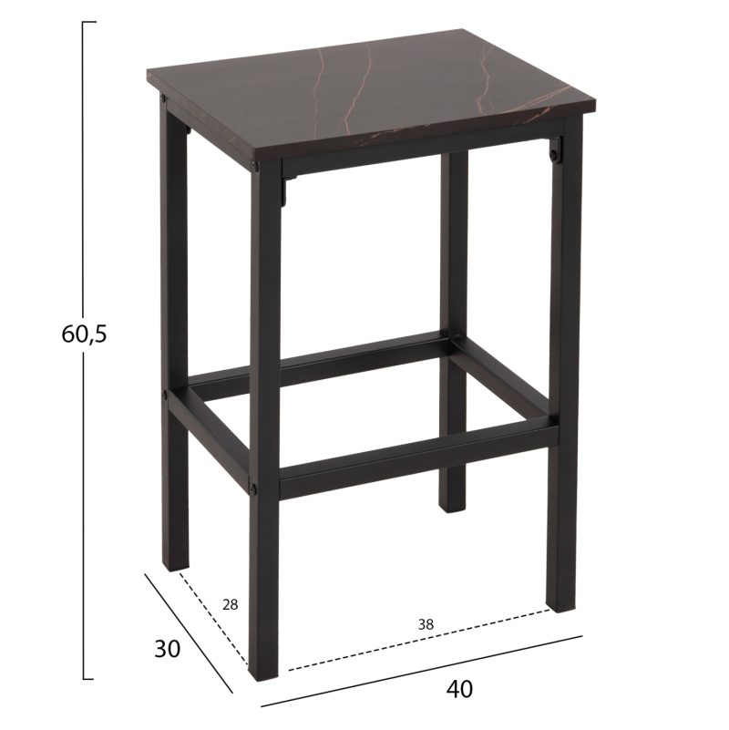 ΣΕΤ ΤΡΑΠΕΖΑΡΙΑ ΜΠΑΡ 5ΤΜΧ BOXY HM9882.13 ΜΑΥΡΟ ΜΕΤΑΛΛΟ-ΜΕΛΑΜΙΝΗ ΜΑΥΡΟ ΜΑΡΜΑΡΟ