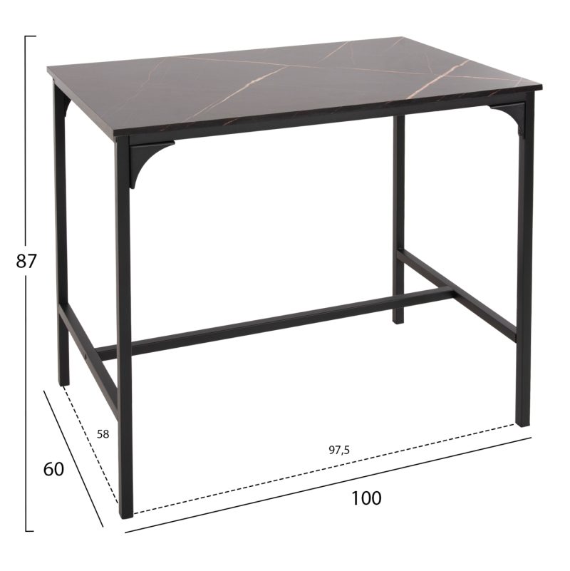 ΣΕΤ ΤΡΑΠΕΖΑΡΙΑ ΜΠΑΡ 5ΤΜΧ BOXY HM9882.13 ΜΑΥΡΟ ΜΕΤΑΛΛΟ-ΜΕΛΑΜΙΝΗ ΜΑΥΡΟ ΜΑΡΜΑΡΟ
