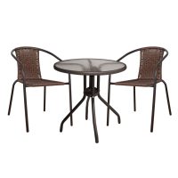 set-trapezarias-3tmch-me-trapezi-karekle ΣΕΤ ΤΡΑΠΕΖΑΡΙΑΣ 3ΤΜΧ ΜΕ ΤΡΑΠΕΖΙ Φ70 & ΚΑΡΕΚΛΕΣ CAMEL ΚΑΦΕ HM5180.02