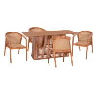 ΣΕΤ ΤΡΑΠΕΖΑΡΙΑΣ 5ΤΜΧ RENLY HM21078.02 ΟΡΘΟΓΩΝΙΟ ΤΡΑΠΕΖΙ & 4 ΚΑΡΕΚΛΕΣ