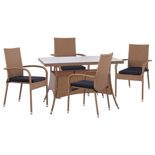 set-trapezarias-5tmch-trap-120ch70-polyt ΣΕΤ ΤΡΑΠΕΖΑΡΙΑΣ 5ΤΜΧ ΤΡΑΠ. 120Χ70 & ΠΟΛΥΘΡΟΝΕΣ WICKER RATTAN ΜΠΕΖ ΚΑΦΕ HM11711.32