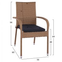 set-trapezarias-5tmch-trap-150ch90-polyt-2 ΣΕΤ ΤΡΑΠΕΖΑΡΙΑΣ 5ΤΜΧ ΤΡΑΠ. 150Χ90 & ΠΟΛΥΘΡΟΝΕΣ WICKER RATTAN ΜΠΕΖ ΚΑΦΕ HM11713.02