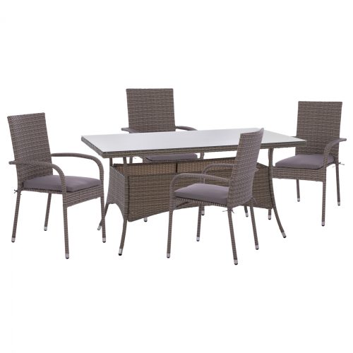 set-trapezarias-5tmch-trap-150ch90-polyt-3 ΣΕΤ ΤΡΑΠΕΖΑΡΙΑΣ 5ΤΜΧ ΤΡΑΠ. 150Χ90 & ΠΟΛΥΘΡΟΝΕΣ WICKER RATTAN ΓΚΡΙ HM11713.01