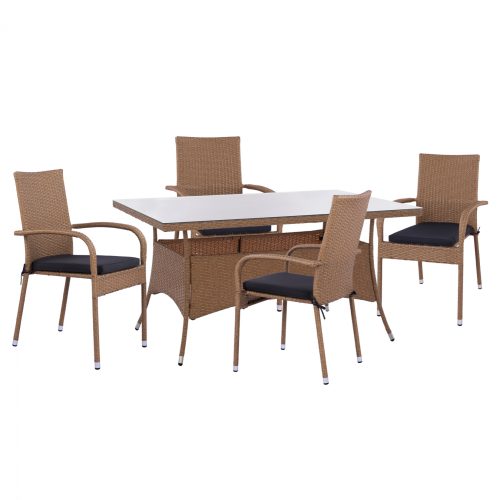 set-trapezarias-5tmch-trap-150ch90-polyt-4 ΣΕΤ ΤΡΑΠΕΖΑΡΙΑΣ 5ΤΜΧ ΤΡΑΠ. 150Χ90 & ΠΟΛΥΘΡΟΝΕΣ WICKER RATTAN ΜΠΕΖ ΚΑΦΕ HM11713.02