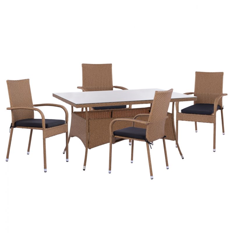 set-trapezarias-5tmch-trap-150ch90-polyt ΣΕΤ ΤΡΑΠΕΖΑΡΙΑΣ 5ΤΜΧ ΤΡΑΠ. 150Χ90 & ΠΟΛΥΘΡΟΝΕΣ WICKER RATTAN ΜΠΕΖ ΚΑΦΕ HM11713.02