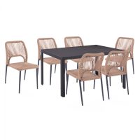 set-trapezarias-orthogonio-se-chroma-gkr ΣΕΤ ΤΡΑΠΕΖΑΡΙΑΣ 7 ΤΜΧ ΤΡΑΠΕΖΙ ΓΚΡΙ 150X90 ΚΑΙ ΚΑΡΕΚΛΑ ΜΕ ΣΧΟΙΝΙ HM11526.01