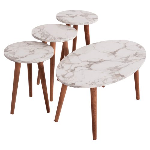 set-trapezi-salonioy-3-boithtrapezia-fb9 ΣΕΤ ΤΡΑΠΕΖΙ ΣΑΛΟΝΙΟΥ & 3 ΒΟΗΘ.ΤΡΑΠΕΖΙΑ VITAL HM18180.03 ΜΕΛΑΜΙΝΗ ΛΕΥΚΟ ΜΑΡΜΑΡΟ-ΚΑΡΥΔΙ ΠΟΔΙΑ