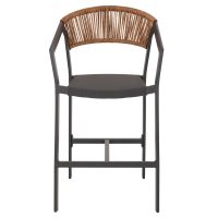 ΣΚΑΜΠΟ ΑΛΟΥΜΙΝΙΟΥ ΑΝΘΡΑΚΙ HM5892.11 ΜΕΣΑΙΟΥ ΥΨΟΥΣ ΜΕ ΜΠΡΑΤΣΑ RATTAN & TEXTLINE 55x56,5x99Yεκ.