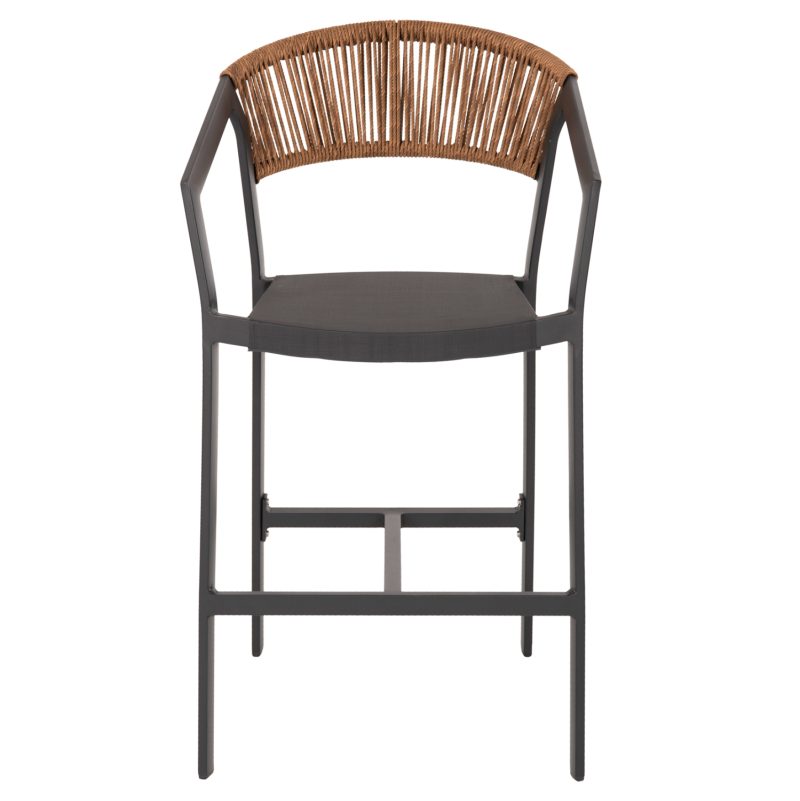 ΣΚΑΜΠΟ ΑΛΟΥΜΙΝΙΟΥ ΑΝΘΡΑΚΙ HM5892.11 ΜΕΣΑΙΟΥ ΥΨΟΥΣ ΜΕ ΜΠΡΑΤΣΑ RATTAN & TEXTLINE 55x56,5x99Yεκ.