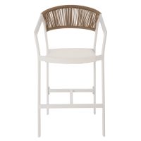 ΣΚΑΜΠΟ ΑΛΟΥΜΙΝΙΟΥ HM5892.12 ΜΕΣΑΙΟΥ ΥΨΟΥΣ RATTAN & TEXTLINE ΛΕΥΚΟ ΜΠΕΖ 55x56,5x99Y