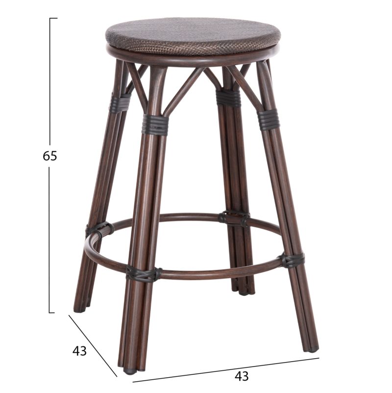 ΣΚΑΜΠΟ ΑΛΟΥΜΙΝΙΟΥ ΜΕΣ.ΥΨΟΥΣ CHINO HM6286.01 BAMBOO LOOK & TEXTILENE ΚΑΦΕ 43x43x65Υεκ