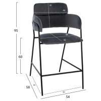 ΣΚΑΜΠΟ ΜΕΣΑΙΟΥ ΥΨΟΥΣ HM8735.01 KELSO ΒΕΛΟΥΔΟ ΓΚΡΙ ΜΕ ΜΕΤΑΛΛΙΚΟ ΣΚΕΛΕΤΟ 54x58x95Υ εκ. 2τμχ