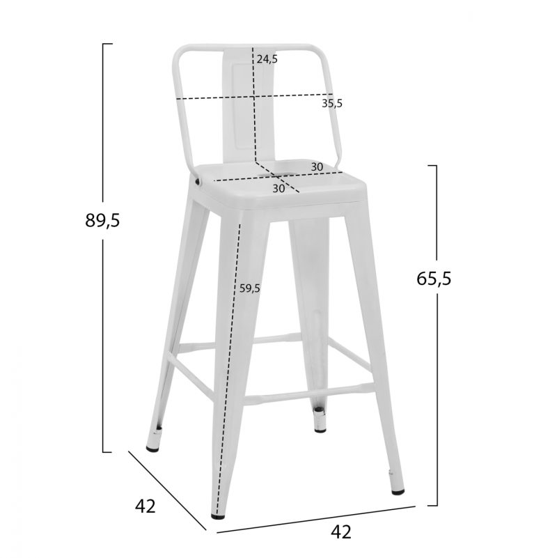ΣΚΑΜΠΟ ΜΕΣΑΙΟΥ ΥΨΟΥΣ ΜΕΤΑΛΛΙΚΟ MELITA ΜΕ ΠΛΑΤΗ ΣΕ ΛΕΥΚΟ ΜΑΤ HM8574.31 42x42x89,5Υ εκ.