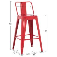 ΣΚΑΜΠΟ ΜΠΑΡ ΜΕΣΑΙΟΥ ΥΨΟΥΣ ΜΕΤΑΛΛΙΚΟ MELITA-PRO HM8574.44 ΚΟΚΚΙΝΟ 43x43x88Υεκ.