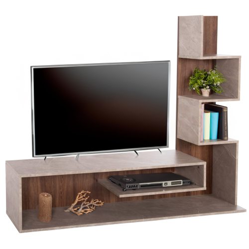 syntheto-tileorasis-fb9890814-melamini-g ΣΥΝΘΕΤΟ ΤΗΛΕΟΡΑΣΗΣ EDELIE HM8908.14 ΜΕΛΑΜΙΝΗ ΓΚΡΙ STONE TEXTURE-ΦΥΣΙΚΟ 150x29,5x120Υεκ.