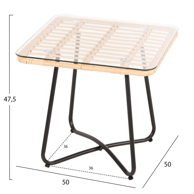 trapezaki-fb9571711-me-wicker-mpez-mayro-1 ΤΡΑΠΕΖΑΚΙ GERRY HM5717.11 ΜΕ WICKER ΜΠΕΖ-ΜΑΥΡΟ ΜΕΤΑΛ.ΣΚΕΛΕΤΟ 50x50x47,5Υεκ.