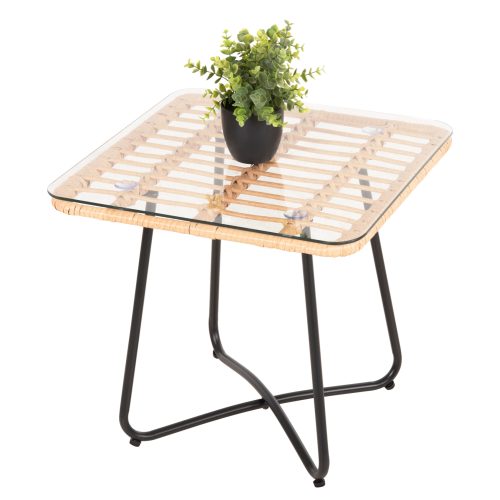 trapezaki-fb9571711-me-wicker-mpez-mayro ΤΡΑΠΕΖΑΚΙ GERRY HM5717.11 ΜΕ WICKER ΜΠΕΖ-ΜΑΥΡΟ ΜΕΤΑΛ.ΣΚΕΛΕΤΟ 50x50x47,5Υεκ.