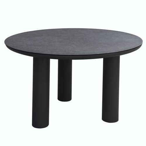 trapezi-aloyminioy-fb9620101-gkri-skelet ΤΡΑΠΕΖΙ ΑΛΟΥΜΙΝΙΟΥ DOSUN HM6201.01 ΓΚΡΙ ΣΚΕΛΕΤΟΣ-3D PRINT ΓΥΑΛΙ-ΚΕΡΑΜΙΚΟ LOOK Φ120εκ