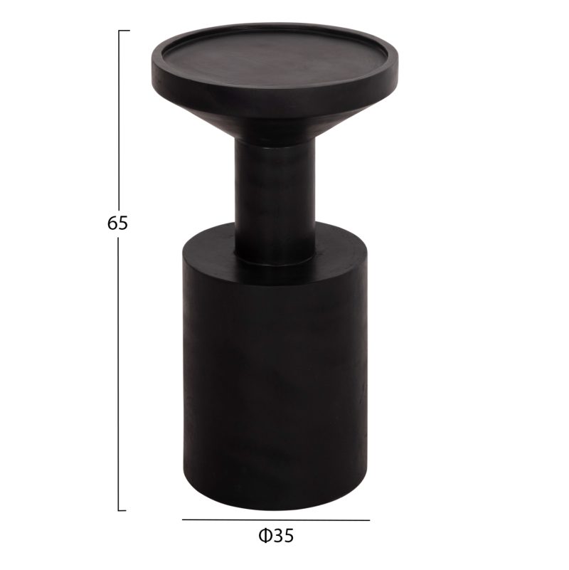 ΤΡΑΠΕΖΙ ΒΟΗΘΗΤΙΚΟ BERMAL HM9889.12 ΜΑΣΙΦ ΞΥΛΟ SUAR ΣΕ ΜΑΥΡΟ Φ35x65Υεκ.