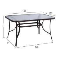 trapezi-bruno-metalliko-kafe-140ch80ch72-1 ΤΡΑΠΕΖΙ BRUNO 140Χ80Χ72Υεκ. ΚΑΦΕ ΜΕΤΑΛΛΙΚΟ ΜΕ ΓΥΑΛΙΝΗ ΕΠΙΦΑΝΕΙΑ HM5106.02