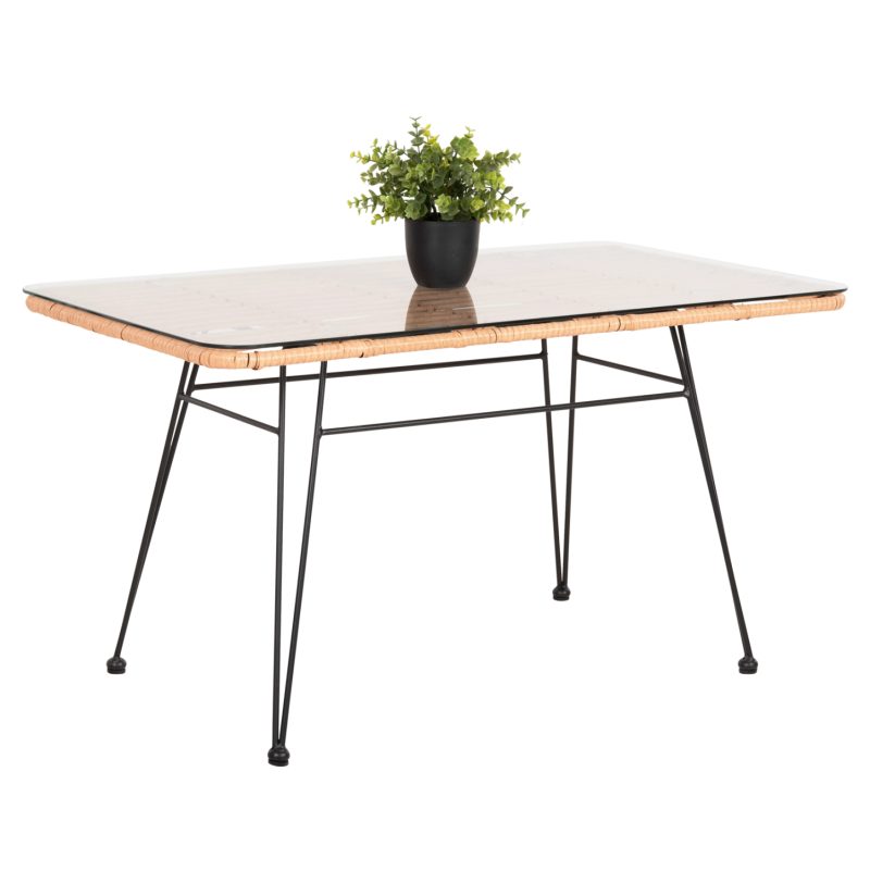 trapezi-exchoroy-chamilo-fb96076-mayro-m ΤΡΑΠΕΖΙ ΕΞ.ΧΩΡΟΥ ΧΑΜΗΛΟ ALLEGRA HM6076 ΜΑΥΡΟ ΜΕΤΑΛΛΟ-ΜΠΕΖ WICKER 95X55X51.5Yεκ.