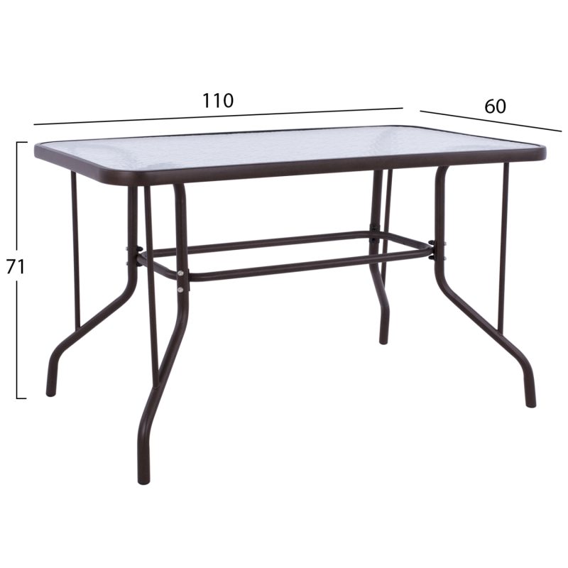 trapezi-fb9502002-metalliko-kafe-me-gyal-1 ΤΡΑΠΕΖΙ ADAM HM5020.02 ΜΕΤΑΛΛΙΚΟ ΚΑΦΕ ΜΕ ΓΥΑΛΙΝΗ ΕΠΙΦΑΝΕΙΑ 110Χ60Χ71Υεκ.