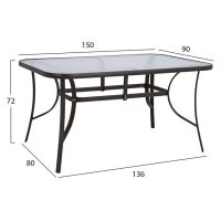 trapezi-metalliko-bruno-orthogonio-kafe-1 ΤΡΑΠΕΖΙ BRUNO 150X90Χ72Υεκ. ΚΑΦΕ ΜΕΤΑΛΛΙΚΟ ΜΕ ΓΥΑΛΙΝΗ ΕΠΙΦΑΝΕΙΑ HM5145.02