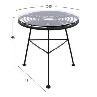 trapezi-metalliko-me-wicker-se-mayri-apo-1 ΤΡΑΠΕΖΙ ΜΕΤΑΛΛΙΚΟ ALLEGRA ΜΕ WICKER ΣΕ ΜΑΥΡΗ ΑΠΟΧΡΩΣΗ ΚΑΙ ΓΥΑΛΙ HM5459.02 Φ45x46εκ