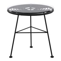 trapezi-metalliko-me-wicker-se-mayri-apo-2 ΤΡΑΠΕΖΙ ΜΕΤΑΛΛΙΚΟ ALLEGRA ΜΕ WICKER ΣΕ ΜΑΥΡΗ ΑΠΟΧΡΩΣΗ ΚΑΙ ΓΥΑΛΙ HM5459.02 Φ45x46εκ