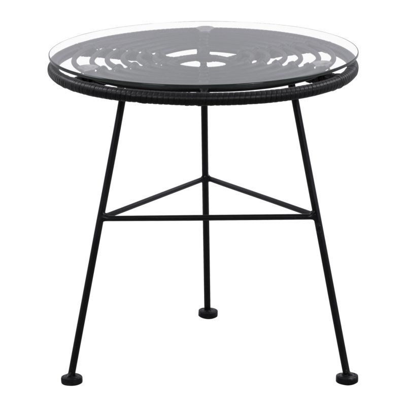 trapezi-metalliko-me-wicker-se-mayri-apo-2 ΤΡΑΠΕΖΙ ΜΕΤΑΛΛΙΚΟ ALLEGRA ΜΕ WICKER ΣΕ ΜΑΥΡΗ ΑΠΟΧΡΩΣΗ ΚΑΙ ΓΥΑΛΙ HM5459.02 Φ45x46εκ